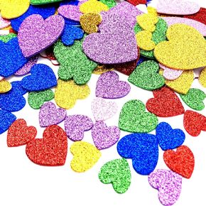 240 Pcs Glitter Heart Stickers Valentines Day Decorations Self Adhesive Heart Shape Glitter Foam Sticker for Kid's Arts Craft Supplies Greeting Cards Home Decoration Mother's Day Cards