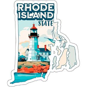 Rhode Island State Sticker Weatherproof Vintage Decal Vinyl Small Waterproof for Water Bottle Mug Passport Book Scrapbook Notebook Laptop Tumbler Skateboard Computer Phone Size 4" Funny Gift