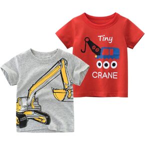 Toddler Boys' 2-Pack Short Sleeve T-Shirt Tops Tee Size for 2-7 Years