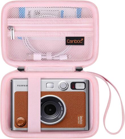 حقيبة حمل Canboc متوافقة مع كاميرا Fujifilm Instax Mini EVO الفورية، وجيب شبكي مناسب لفيلم وكابل Instax Mini الفوري، أسود in Kuwait