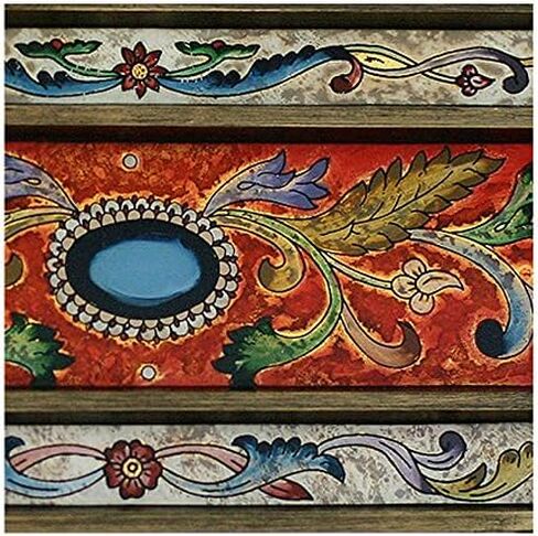 NOVICA Floral Glass and Wood Wall Mounted Mirror, Orange, Orange Cajamarca Warmth', Red in Saudi Arabia
