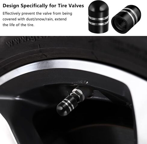 SAVORI Tire Valve Stem Caps Tire Air Cap Metal Corrosion Resistant Dustproof Leak-Proof Valve Caps for Car Truck Motorcycle Bike (Black, 8 Pack) in Saudi Arabia