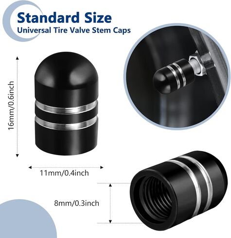 SAVORI Tire Valve Stem Caps Tire Air Cap Metal Corrosion Resistant Dustproof Leak-Proof Valve Caps for Car Truck Motorcycle Bike (Black, 8 Pack) in Saudi Arabia