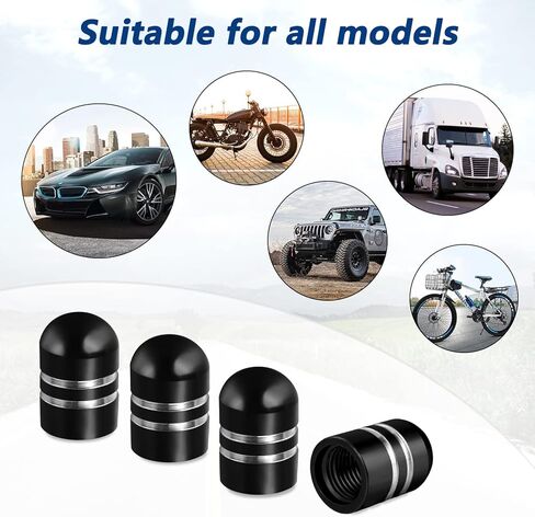 SAVORI Tire Valve Stem Caps Tire Air Cap Metal Corrosion Resistant Dustproof Leak-Proof Valve Caps for Car Truck Motorcycle Bike (Black, 8 Pack) in Saudi Arabia