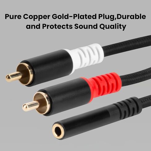 كابل 3.5 ملم إلى 2 RCA، موزع صوت ستيريو RCA Y 3.5 ملم أنثى إلى 2RCA ذكر محول صوت ستيريو، للتلفزيون، والهواتف الذكية، وMP3، والأجهزة اللوحية، ومكبرات الصوت - 1.3 قدم in Saudi Arabia