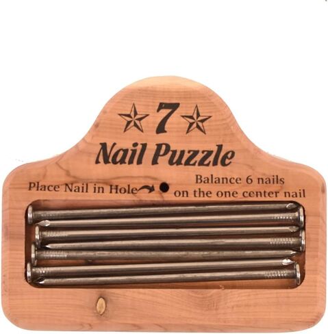 Treasure Gurus 7 Nail Balance Puzzle Wood Block Game Pocket Brain Teaser IQ llusion Magic Trick Toy in Saudi Arabia