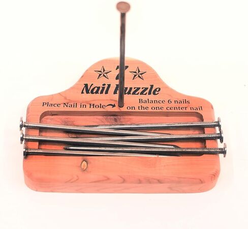 Treasure Gurus 7 Nail Balance Puzzle Wood Block Game Pocket Brain Teaser IQ llusion Magic Trick Toy in Saudi Arabia