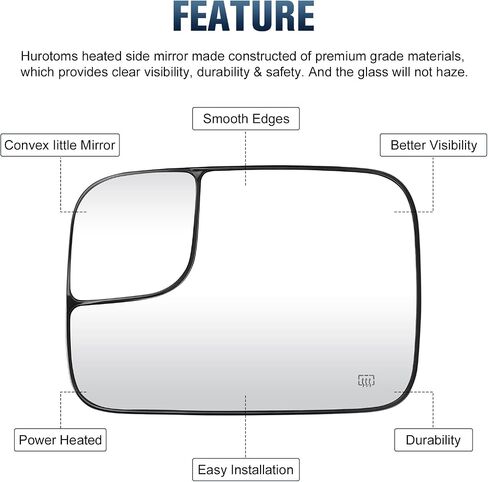 Left + Right Side Mirror Glass for DODGE RAM 1500 2005-2008 / DODGE RAM 2500 2005-2009 / DODGE RAM 3500 2005-2009 Towing Heated Replacement for 5161011AA & 5161010AA in Saudi Arabia