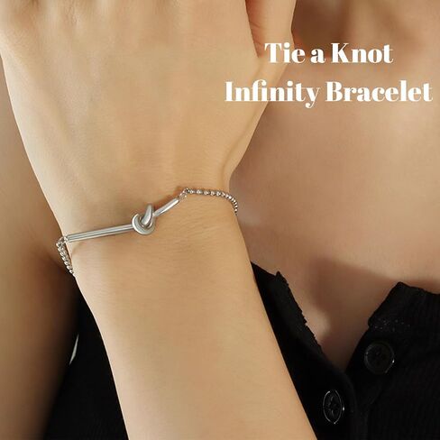 Love Knot Bracelets for Women Infinity Bead Chian Bracelet Adjustable Forever Love Link Bracelets Friendship Jewelry Gift for Birthday Anniversary in Saudi Arabia