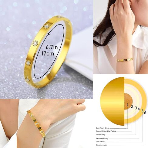 18K مطلية بالذهب ووتش الفرقة معصمه أساور صف مزدوج كريستال سوار اليونانية مفتاح سوار ووتش سلسلة معصمه أساور للنساء الفتيات هدايا العيد هدايا عيد ميلاد هدية التخرج أساور الصداقة in Saudi Arabia