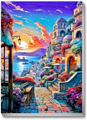 CNITUR Framed and Easel Paint by Numbers Kit for Adults, Paint by Numbers Kit for Beginner Home Table and Gift for Wall Decor 7.8x11.8inch MT2774 in Kuwait