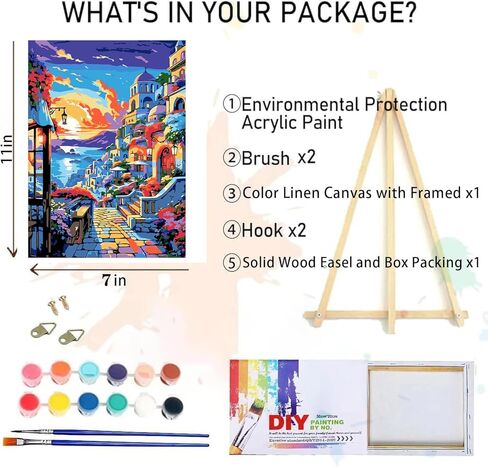 CNITUR Framed and Easel Paint by Numbers Kit for Adults, Paint by Numbers Kit for Beginner Home Table and Gift for Wall Decor 7.8x11.8inch MT2774 in Kuwait