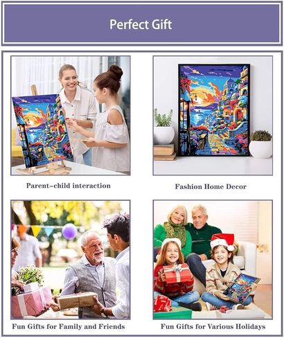 CNITUR Framed and Easel Paint by Numbers Kit for Adults, Paint by Numbers Kit for Beginner Home Table and Gift for Wall Decor 7.8x11.8inch MT2774 in Kuwait
