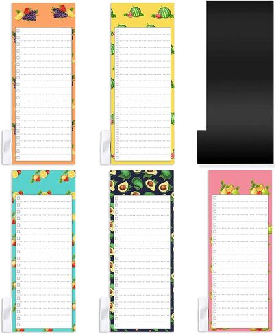 5 Pack Bigger Full Magnetic Back To Do List Notepads for Fridge with Pen Holder, House Chores, Grocery Shopping and Reminders, Realistic Fruit Designs, 9" x 3.5", 50 Sheets, Magnet Memo Pad in Saudi Arabia