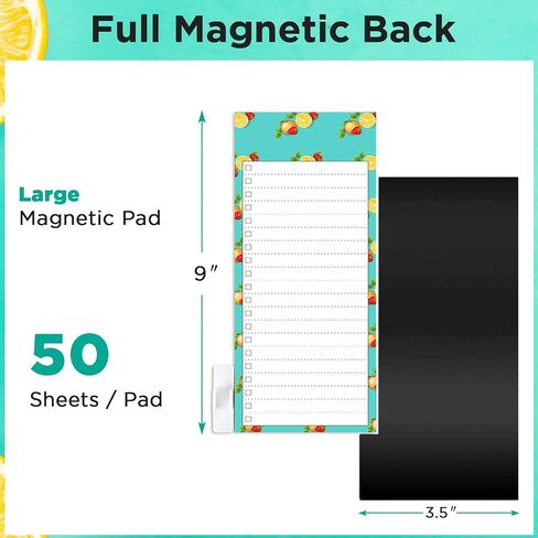 5 Pack Bigger Full Magnetic Back To Do List Notepads for Fridge with Pen Holder, House Chores, Grocery Shopping and Reminders, Realistic Fruit Designs, 9" x 3.5", 50 Sheets, Magnet Memo Pad in Saudi Arabia