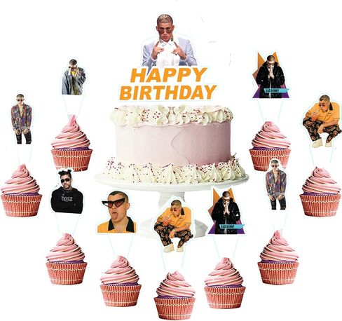 25 قطعة من لوازم حفلات أعياد الميلاد على شكل أرنب سيء على شكل أرنب راب، أغطية للكب كيك لحفلات أعياد الميلاد على شكل أرنب راب للأطفال كهدية وديكورات حفلات على شكل أرنب مغني الراب لتزيين الكيك in Kuwait