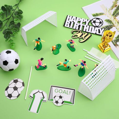 raynag 16 قطعة كرة القدم كعكة توبر الزينة، كرة القدم لاعب كرة القدم تمثال كرة القدم عيد ميلاد سعيد كعكة توبر مجموعة، كرة القدم موضوع الطرف لوازم لعشاق كرة القدم عيد ميلاد الحزب الرياضي in Kuwait