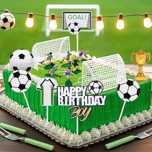 raynag 16 قطعة كرة القدم كعكة توبر الزينة، كرة القدم لاعب كرة القدم تمثال كرة القدم عيد ميلاد سعيد كعكة توبر مجموعة، كرة القدم موضوع الطرف لوازم لعشاق كرة القدم عيد ميلاد الحزب الرياضي in Kuwait