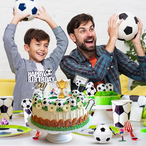 raynag 16 قطعة كرة القدم كعكة توبر الزينة، كرة القدم لاعب كرة القدم تمثال كرة القدم عيد ميلاد سعيد كعكة توبر مجموعة، كرة القدم موضوع الطرف لوازم لعشاق كرة القدم عيد ميلاد الحزب الرياضي in Kuwait
