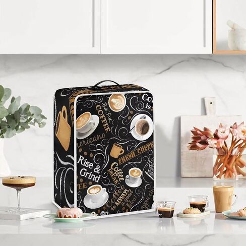 Coffee Maker Cover Kitchen Appliance Covers Dust Cover Waterproof Coffee Pot Cover with Top Handle for Most Standard Coffee Maker Coffee Print in Saudi Arabia