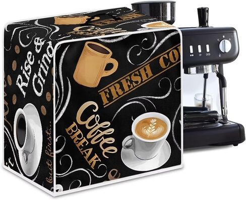 Coffee Maker Cover Kitchen Appliance Covers Dust Cover Waterproof Coffee Pot Cover with Top Handle for Most Standard Coffee Maker Coffee Print in Saudi Arabia