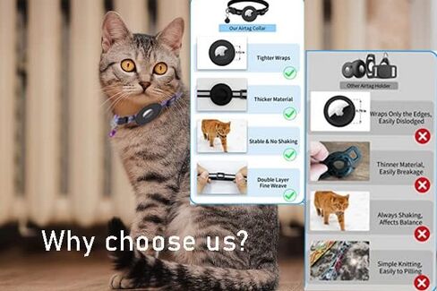 Cat Airtag Collar Brakeaway, Reflective Soundable Collar, Safety Cat Collar, Tracking Collar Compatible with Apple Airtags, Male and Female Kittens, Confortable Soft Lightweight (Purple) in Saudi Arabia