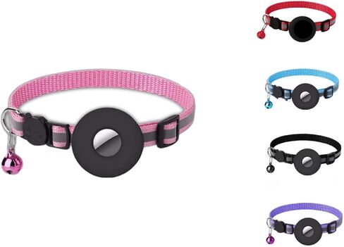 Cat Airtag Collar Brakeaway, Reflective Soundable Collar, Safety Cat Collar, Tracking Collar Compatible with Apple Airtags, Male and Female Kittens, Confortable Soft Lightweight (Purple) in Saudi Arabia