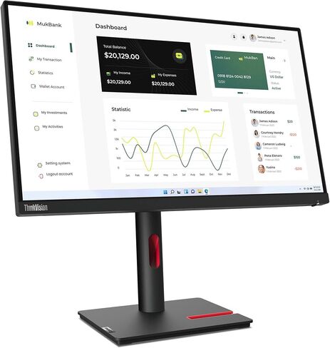 حزمة شاشة Lenovo ThinkVision T23i-30 63B2MAT6US مع Docztorm Dock، شاشة 23 بوصة FHD IPS (1920x1080) 60 هرتز، HDMI، 1 DP، حامل VESA (100x100 مم)، مثالي للمنزل والأعمال، أسود (أحدث طراز 2024) in Kuwait