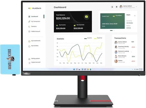 Lenovo ThinkVision T23i-30 Monitor 63B2MAT6US Bundle with Docztorm Dock, 23" FHD IPS (1920x1080) 60 Hz Display, HDMI, 1 DP, VESA Mount (100x100mm), Ideal for Home & Business, Black (2024 Latest Model) in Saudi Arabia