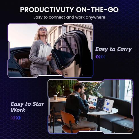 L LIMINK 14" Portable Triple Monitor for Laptop, Aluminum Alloy Laptop Screen Monitor Extender with Kickstand, 1200P Plug&Play FreeSync Frameless Dual Monitor for 13-16" Windows MacBook Laptop - LK14 in Kuwait