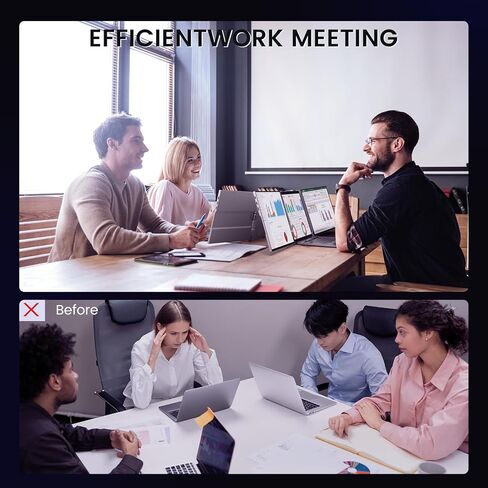 L LIMINK 14" Portable Triple Monitor for Laptop, Aluminum Alloy Laptop Screen Monitor Extender with Kickstand, 1200P Plug&Play FreeSync Frameless Dual Monitor for 13-16" Windows MacBook Laptop - LK14 in Kuwait