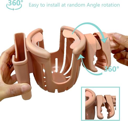 Universal Cup Holder – Stroller Cup and Phone Holder with Attachment for Bike, Walker, Wheelchair & Scooter - Essential Stroller, Walker and Wheelchair Accessories (Black) in Saudi Arabia