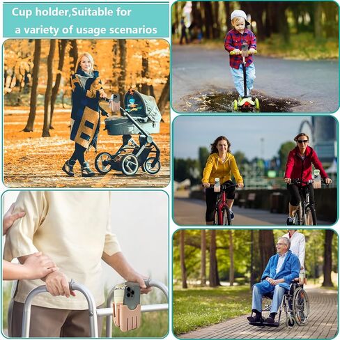 Universal Cup Holder – Stroller Cup and Phone Holder with Attachment for Bike, Walker, Wheelchair & Scooter - Essential Stroller, Walker and Wheelchair Accessories (Black) in Saudi Arabia