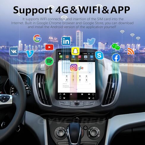 راديو السيارة ستيريو لفورد إسكيب C-MAX 2013-2018 استبدال الراديو Android Auto Car Play GPS Navigation شاشة عمودية Tesla Style مع DSP في Dash Headunit مشغل الوسائط المتعددة راديو السيارة الصوتي in Kuwait