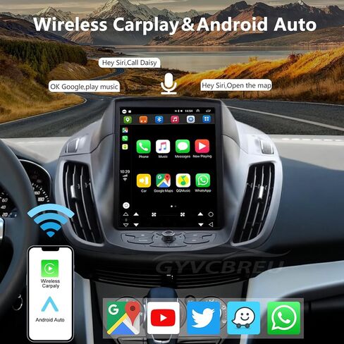 راديو السيارة ستيريو لفورد إسكيب C-MAX 2013-2018 استبدال الراديو Android Auto Car Play GPS Navigation شاشة عمودية Tesla Style مع DSP في Dash Headunit مشغل الوسائط المتعددة راديو السيارة الصوتي in Kuwait