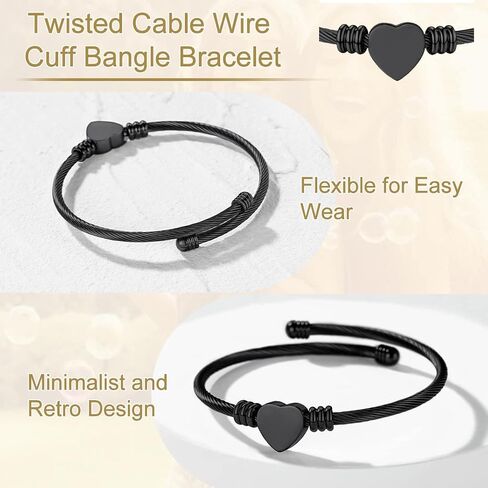 GOLDCHIC JEWELRY سوار مدلاة على شكل قلب يحمل صورًا للنساء والفتيات، أساور من الفولاذ المقاوم للصدأ قابلة للتعديل مخصصة باللون الذهبي/الأسود in Kuwait