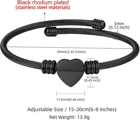 GOLDCHIC JEWELRY سوار مدلاة على شكل قلب يحمل صورًا للنساء والفتيات، أساور من الفولاذ المقاوم للصدأ قابلة للتعديل مخصصة باللون الذهبي/الأسود in Kuwait