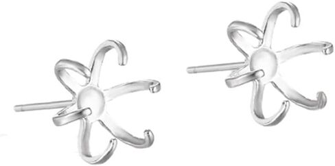 2 Pairs 925 Sterling Silver 6 Claws Earring Blank Stud Post Earwires Finding Earring Mounting fit 10-14mm Stone for DIY Jewelry Craft Making in Saudi Arabia