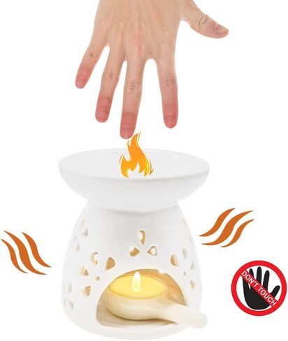 مجموعة من 3 حامل شموع من السيراميك، موقد زيتي، موقد زيت عطري للعلاج العطري، شعلات تذوب الشمع من أجل هدية ديكور غرفة النوم واليوجا والمنزل in Kuwait