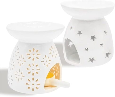 مجموعة من 3 حامل شموع من السيراميك، موقد زيتي، موقد زيت عطري للعلاج العطري، شعلات تذوب الشمع من أجل هدية ديكور غرفة النوم واليوجا والمنزل in Kuwait