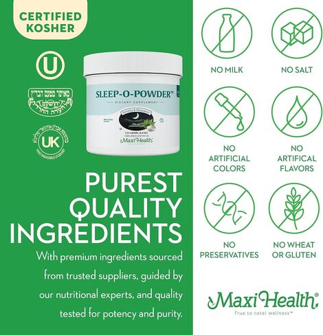 Maxi Health - Sleep Powder with Magnesium, Inositol & L-Tryptophan - Zero Melatonin Non Habit Forming Sleep Aid - Easy Drink Mix, Relaxing Sleep Drink Supplement for Bedtime, 4.4 Oz Sleep-O-Powder in Saudi Arabia