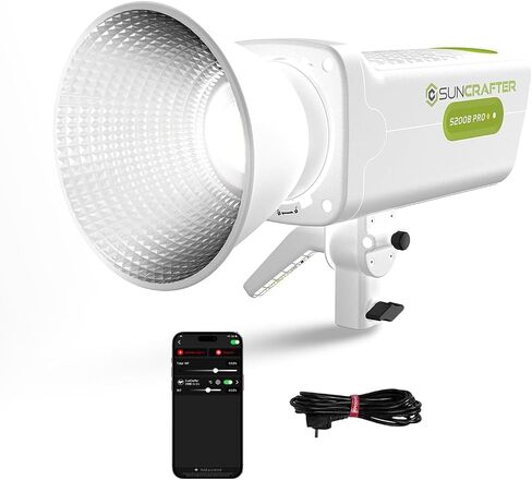 310W Max COB LED Video Light, SUNCRAFTER 2700-6500K Bi-Color Photography Studio Lighting, Bowens Mount App Control, 39,000 lux/m 10 Built-in Lighting FX for Video Live Streaming, S200B PRO 200W in Saudi Arabia