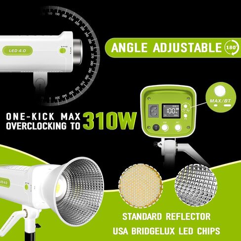 310W Max COB LED Video Light, SUNCRAFTER 2700-6500K Bi-Color Photography Studio Lighting, Bowens Mount App Control, 39,000 lux/m 10 Built-in Lighting FX for Video Live Streaming, S200B PRO 200W in Saudi Arabia