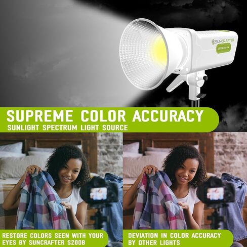 310W Max COB LED Video Light, SUNCRAFTER 2700-6500K Bi-Color Photography Studio Lighting, Bowens Mount App Control, 39,000 lux/m 10 Built-in Lighting FX for Video Live Streaming, S200B PRO 200W in Saudi Arabia