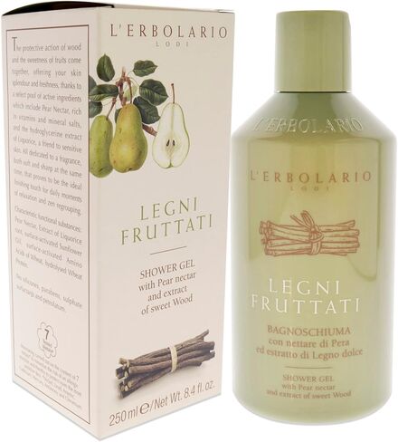 L'Erbolario - Fruity Woods Shower Gel - Infused with Pear Nectar and Extract of Sweet Wood - Perfect for Sensitive Skin - Active Ingredients for Daily Relaxation - Woody, Fruity Fragrance, 8.4 oz in Saudi Arabia