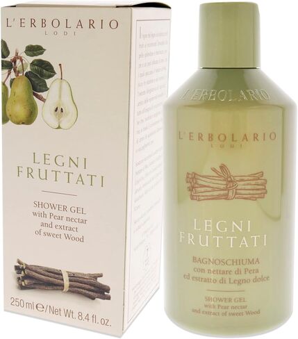 L'Erbolario - Fruity Woods Shower Gel - Infused with Pear Nectar and Extract of Sweet Wood - Perfect for Sensitive Skin - Active Ingredients for Daily Relaxation - Woody, Fruity Fragrance, 8.4 oz in Saudi Arabia