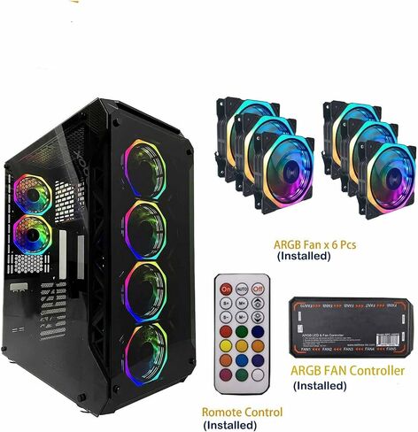A19 Series Gamma X1 M-ATX/ATX/ITX Computer Gaming Case 2-Sided Glass,USB3.0, with 4 ARGB Light-Emitting 12cm Fans with and 1 ARGB Fan Controller That can Support 10 Ports(A19 Series Gamma X1) in Saudi Arabia