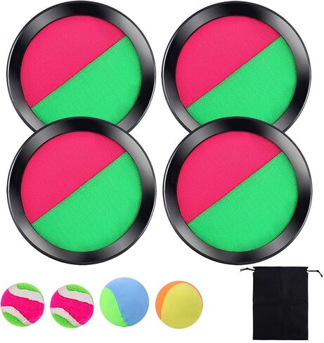 مجموعة ألعاب الرمي والالتقاط من كورابي، مجموعة من قطعتين من لعبة الرمي والالتقاط مناسبة للرياضة والشاطئ والحفلات مع حقيبة تخزين و4 مجاديف و4 كرات in Kuwait