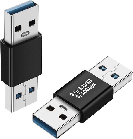 QIANRENON USB3.0 ذكر إلى ذكر 180 درجة محول موسع 5 جيجابت في الثانية USB3.0 USB3.1 Gen1 قابس لتوصيل البيانات وشحن موصل زاوية عكسي 5V/3A، Al Shell، لتمديد USB PC الكمبيوتر المحمول والكمبيوتر اللوحي، قطعتان in Saudi Arabia
