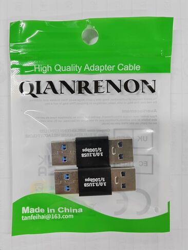 QIANRENON USB3.0 ذكر إلى ذكر 180 درجة محول موسع 5 جيجابت في الثانية USB3.0 USB3.1 Gen1 قابس لتوصيل البيانات وشحن موصل زاوية عكسي 5V/3A، Al Shell، لتمديد USB PC الكمبيوتر المحمول والكمبيوتر اللوحي، قطعتان in Saudi Arabia